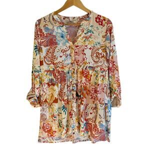 CHRISTIAN SIRIANO | Top Blouse Peasant Floral Western Fall Paisley Boho | SMALL